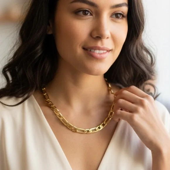 💗💗💗18 k Elegant italian Gold filled 18 inches Chain necklace‎ - Picture 3 of 6